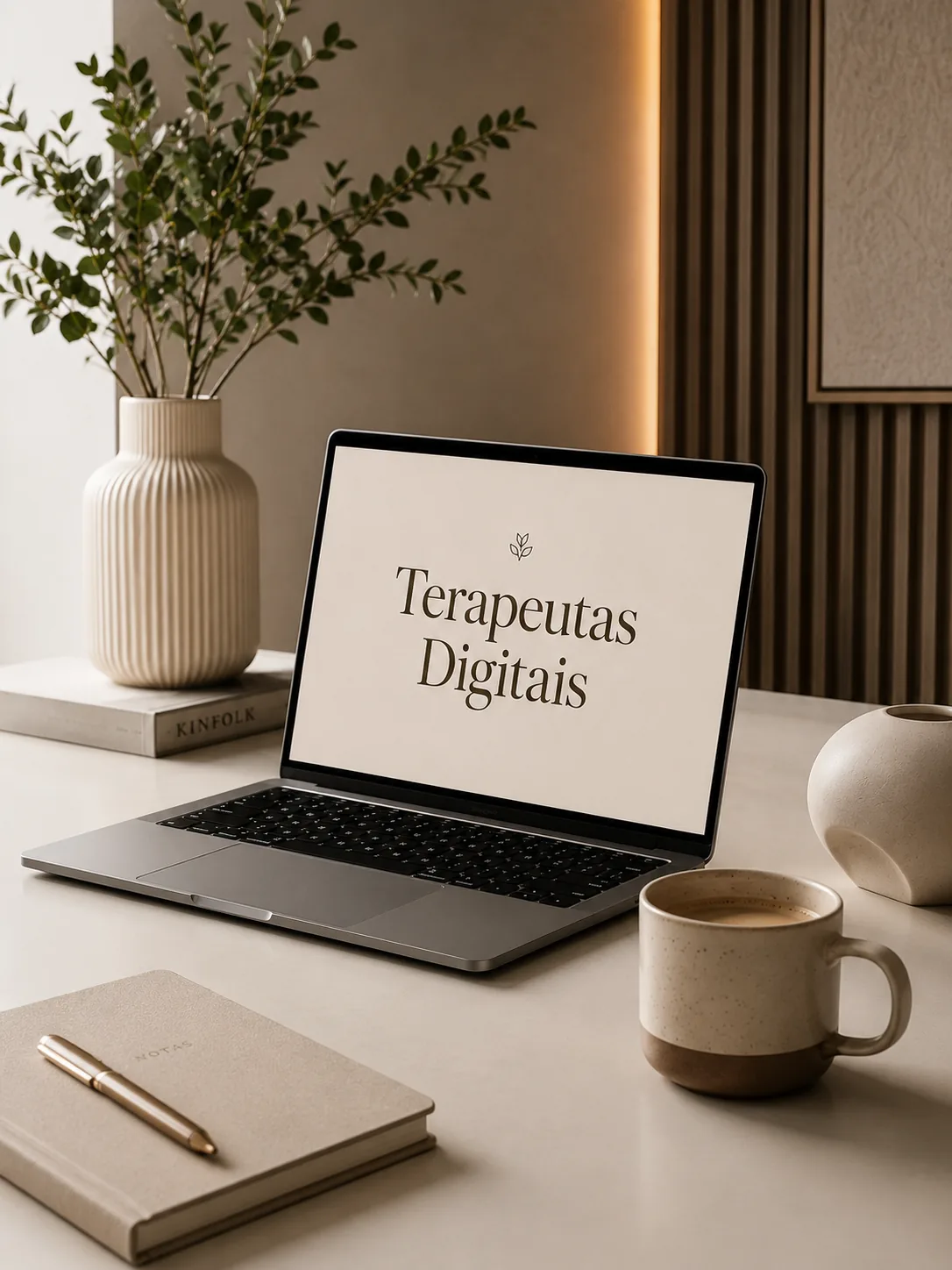 Marca Terapeutas Digitais exibida em laptop